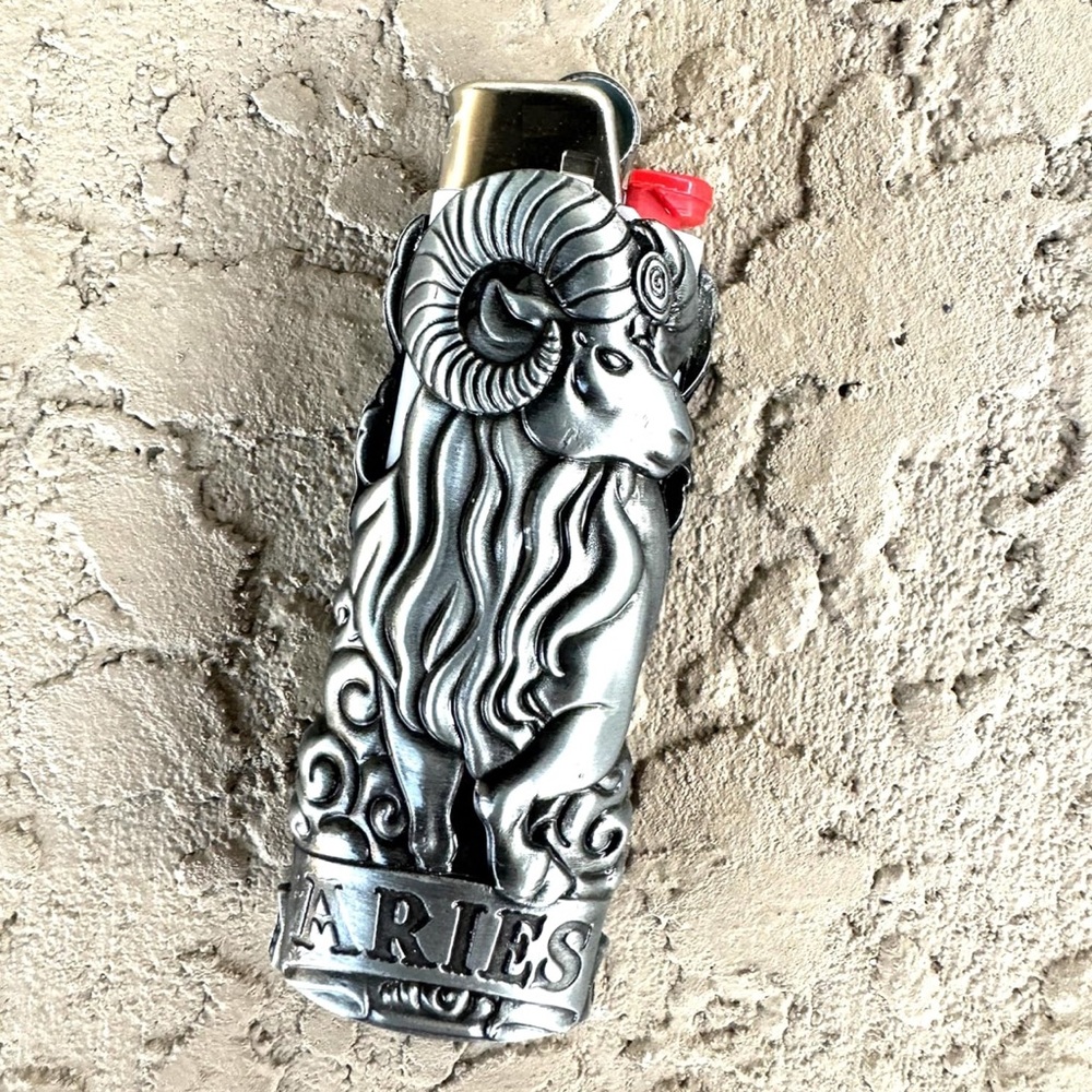 Metal lighter case fits BIC lighter standard size j6 zodiac case Aries